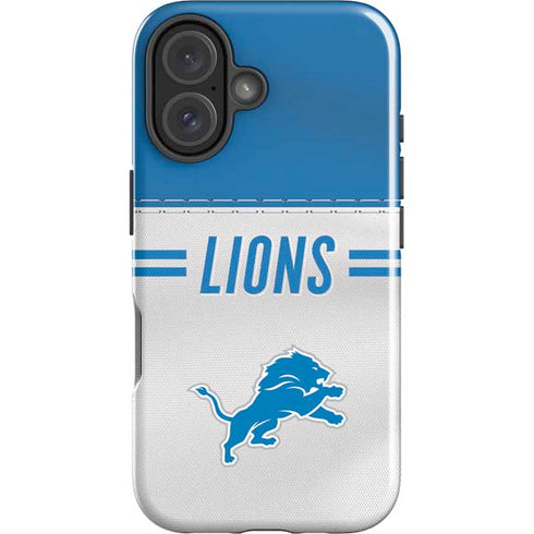 NFL Detroit Lions White Striped iPhone 16 Plus Impact Case
